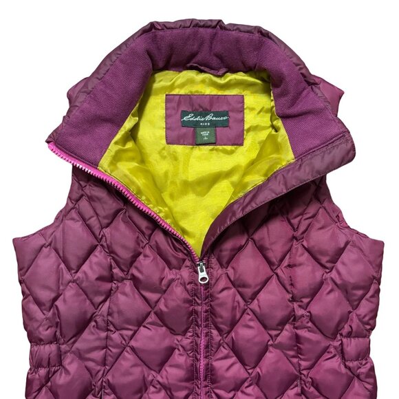 EDDIE BAUER Lightweight 550 Down Fill Full Zip Puffer Vest in Boysenberry SZ 12 - Picture 2 of 10